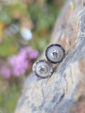 platinum & 14k gold two tone c.1930's Art Deco diamond & mother of pearl stud earring