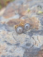 platinum & 14k gold two tone c.1930's Art Deco diamond & mother of pearl stud earring