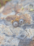 platinum & 14k gold two tone c.1930's Art Deco diamond & mother of pearl stud earring