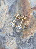 platinum & 14k gold two tone c.1930's Art Deco diamond & mother of pearl stud earring