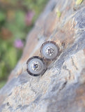platinum & 14k gold two tone c.1930's Art Deco diamond & mother of pearl stud earring