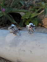 14k white gold vintage diamond floral flower studs - apx .08ct tw