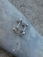14k white gold vintage diamond floral flower studs - apx .08ct tw
