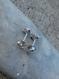 14k white gold vintage diamond floral flower studs - apx .08ct tw