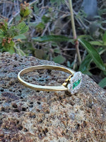 platinum& 14k gold two tone emerald & diamond antique ring