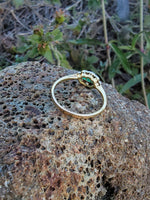platinum& 14k gold two tone emerald & diamond antique ring