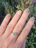 platinum& 14k gold two tone emerald & diamond antique ring
