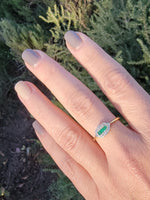 platinum& 14k gold two tone emerald & diamond antique ring