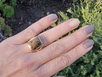 10k gold Deco carved Tiger's eye trojan warrior estate men's ring