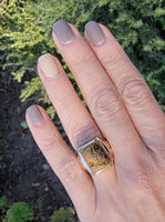10k gold Deco carved Tiger's eye trojan warrior estate men's ring
