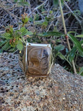 10k gold Deco carved Tiger's eye trojan warrior estate men's ring