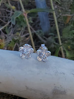 14k white gold vintage diamond floral flower studs