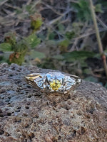 14k gold two tone yellow diamond engagement ring