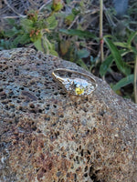 14k gold two tone yellow diamond engagement ring