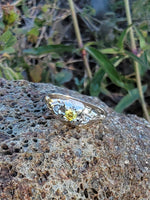 14k gold two tone yellow diamond engagement ring