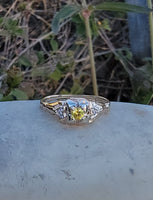 14k gold two tone yellow diamond engagement ring