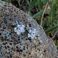 14k white gold vintage diamond floral flower studs