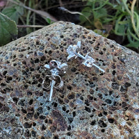 14k white gold vintage diamond floral flower studs