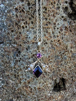 10k gold Victorian amethyst & seed pearl necklace pendant lavaliere