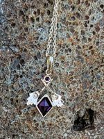 10k gold Victorian amethyst & seed pearl necklace pendant lavaliere