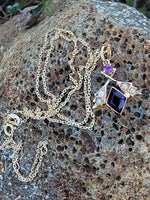 10k gold Victorian amethyst & seed pearl necklace pendant lavaliere