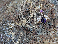 10k gold Victorian amethyst & seed pearl necklace pendant lavaliere