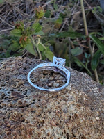 14k white gold pink spinel & diamond estate ring