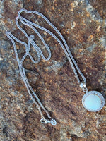 14k white gold opal & diamond halo necklace pendant