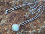 14k white gold opal & diamond halo necklace pendant