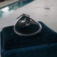 14k white gold Art Deco c.1920's aquamarine ring