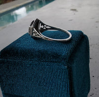 14k white gold Art Deco c.1920's aquamarine ring