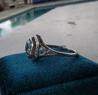 14k white gold Art Deco c.1920's aquamarine ring