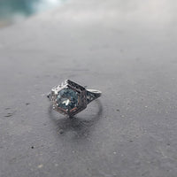 14k white gold Art Deco c.1920's aquamarine ring
