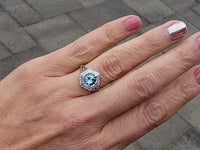 14k white gold Art Deco c.1920's aquamarine ring