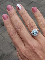 14k white gold Art Deco c.1920's aquamarine ring