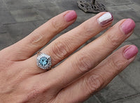 14k white gold Art Deco c.1920's aquamarine ring