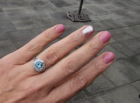 14k white gold Art Deco c.1920's aquamarine ring