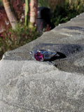 18k white gold diamond & pink sapphire c.1920's filigree ring