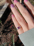 18k white gold diamond & pink sapphire c.1920's filigree ring