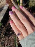 18k white gold diamond & pink sapphire c.1920's filigree ring