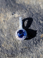 14k gold white gold sapphire & diamond halo necklace pendant