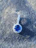 14k gold white gold sapphire & diamond halo necklace pendant