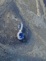 14k gold white gold sapphire & diamond halo necklace pendant