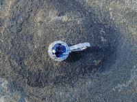 14k gold white gold sapphire & diamond halo necklace pendant