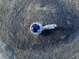 14k gold white gold sapphire & diamond halo necklace pendant