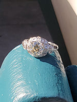 Platinum Art Deco c.1920's European cut diamond antique engagement wedding ring