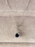 14k gold white gold sapphire & diamond halo necklace pendant