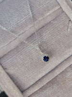 14k gold white gold sapphire & diamond halo necklace pendant