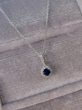 14k gold white gold sapphire & diamond halo necklace pendant