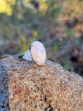 Platinum opal & diamond estate ring